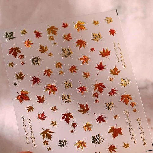 5D Embossed Fall Nail Art Stickers Maple Leaf Nail Stickers Fiery Red Maple Leaves Nail Design Thanksgiving Nail Art Supplies Autumn Nail Decals for Women Acrylic Nails Decoration