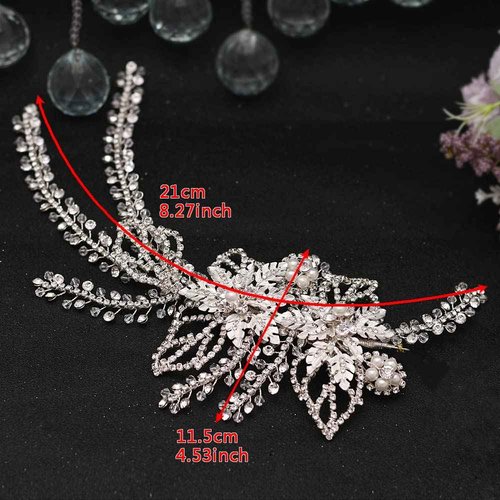 LOVFOIVER Wedding Head Pieces Crystal Bridal Hair Clips Women's Handmade Bridal Rhinestone Wedding Party Hair Accessories(Silver)