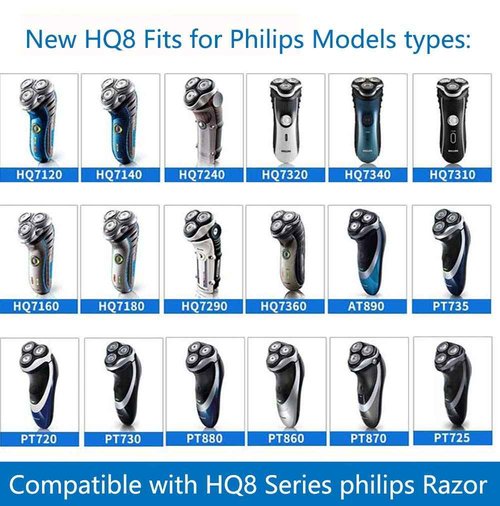HQ8 Replacement Heads Compatible with Philips Norelco Aquatec Shavers, Blades for AT880, AT810, 9-pc Pack