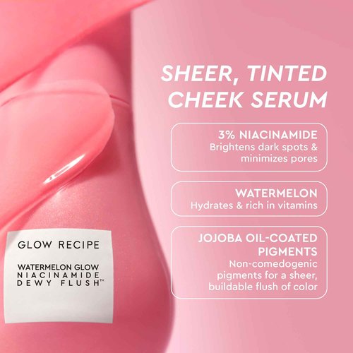 Glow Recipe Watermelon Glow Skin Care Set, Best of Dews & Hues - Full Size Niacinamide Dew Drops, Full Size Dewy Flush Watermelon Blush & Full Size Glass Balm Lip Treatment (3 Count)