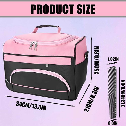 JEHANOIRY Large Capacity Hairdresser Bag Barber Carrying Case with Handle and Shoulder Strap, Beauty Salon Tool Kits Storage Travel Barber Case Holds Various Hair Cutting Tools Haircutting Bag