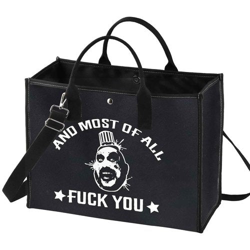 BWWKTOP Captain Spaulding Cosmetic Makeup Bag Horror Movie Inspired Gifts And Most Of All Fu*k You Zipper Pouch Bag For Movie Fans (And Most BG)