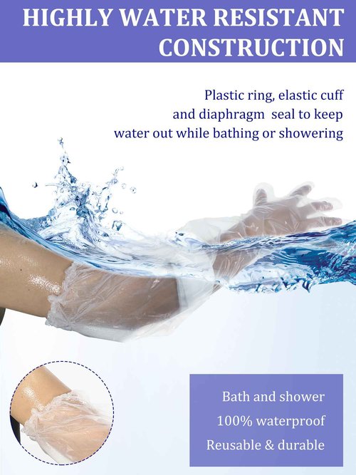 Sosation 50 Pcs Waterproof Arm Cast Cover for Shower Bath, Arm Cast Sleeve Protector, Adult Long Cast Bandage Protector Bag Covers for Shower Broken Wound Wrists Elbow(21.6 Inch)