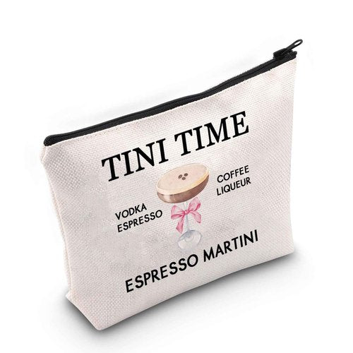 TSOTMO Espresso Martini Makeup Bag Tini Time Gift Cocktail Alcohol Martini Lovers Zipper Pouch (TINI TIME)