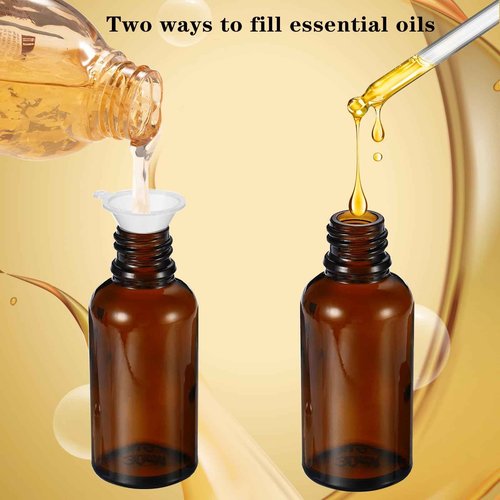 HEYLEAYAR 100ML Roller Bottles for Essential Oil, 3 Pack Empty Amber Glass Roller Bottle for Perfume Oil, Roll on Bottles with Stainless Steel Roller Balls, Opener, Funnel and Dropper