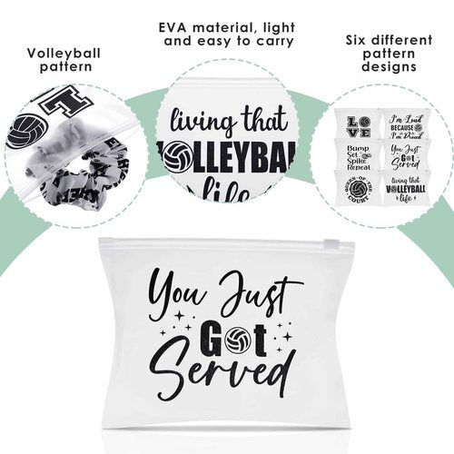 Saintrygo 54 Pieces Volleyball Pouch EVA Matte Small Makeup Bag with Words Volleyball Gifts Party Bags Sport Waterproof Cosmetic Portable Pencil Case with Zipper for Women