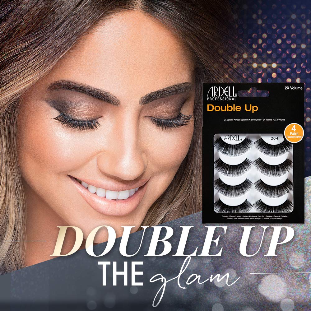 Ardell False Eyelashes 4 Pack Double Up 204, x 2 packs (4 pairs per pack)