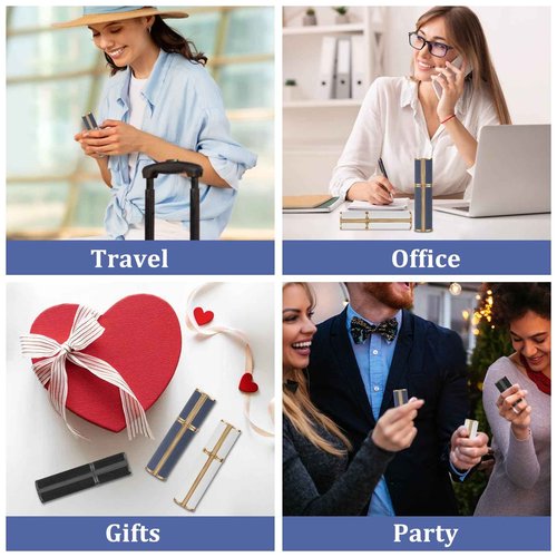 muilsae 5ml Perfume Spray Bottle, AG00DB Leather Refillable Dispenser Bottom Fill Fragrance Scent Container, Portable and Leak-proof Suitable for Traveling & Outgoing (Deep Blue 5ml)