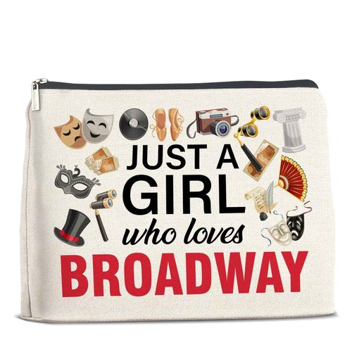 UPNEGE Broadway Gifts Makeup Bag Theater Gifts for Women Performer Cosmetic Bag Drama Gifts Just a Girl Who Loves Broadway Zipper Makeup Pouch, polychrome