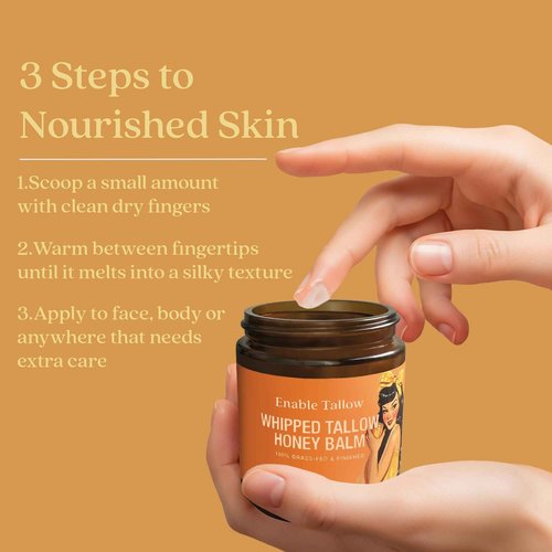 Enable Tallow Face & Body Cream – Whipped Beef Tallow & Manuka Honey Balm for Dry Skin, Eczema & Sensitive Skin – Natural Moisturizer, Citrus Scent, 4oz
