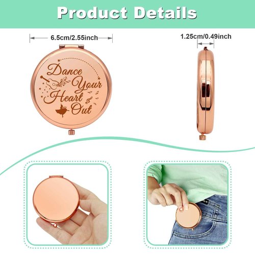 Dance Lover Gift Dancing Gift for Girls Dance Gifts for Women Compact Makeup Mirror for Dancing Teacher Folding Makeup Mirror for her Inspirational Present for Women Girl Birthday Graduation