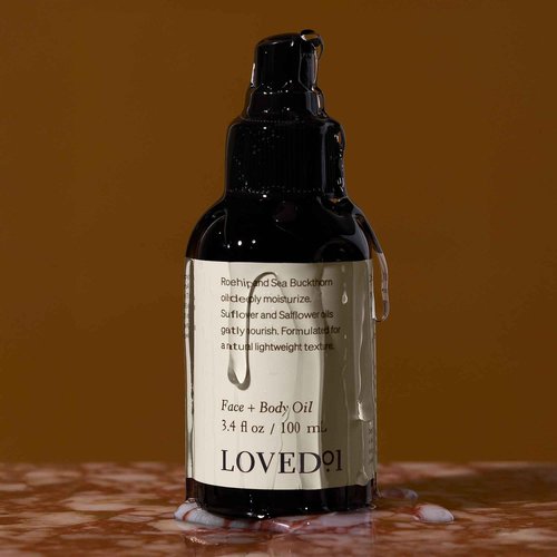 Loved01 Face & Body Oil, John Legend Skincare, Daily Hydration, Lightweight & Non-Greasy Formula with Vitamin E & A, Serum for Scars & Stretchmarks, 2-Pack (3.4 oz each)