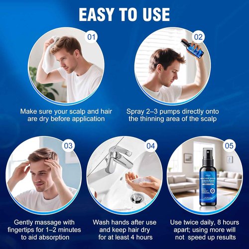5% Minoxidil Spray for Men and Women,Infused with Biotin, Hair Growth Treatment,Topical hair growth serum,Supports Thicker and Fuller Hair & Beard (6 Pcs,12 Fl Oz Total,6 Month Supply)