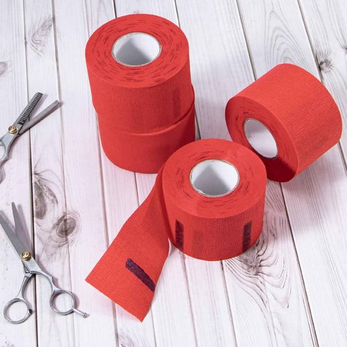 ooloveminso Barber Neck Strip 10 Rolls, Barber Accessories Barbershop Salon Supplies, Disposable Stretchy Neck Strip Hair Edge Paper for Haircuting Styling 1000 Strips (Red)