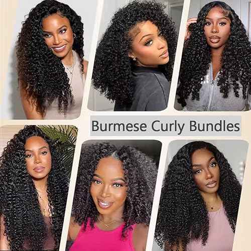 VIPbeauty Burmese Spiral Coily Curly Bundles Human Hair 3C4A 100% Unprocessed Vietnamese Raw Virgin Hair Extensions 3 Bundle Quick Weave Extensions Natural Black 14 16 18 Inch
