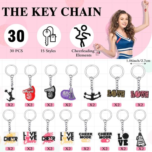 Huquary 91 Pcs Gifts for Cheerleader Cheer Gifts Bulk Cheer Makeup Bag & Keychain & Bracelet & Waterproof Stickers for Women Girls Teammates Gift Team(Black)