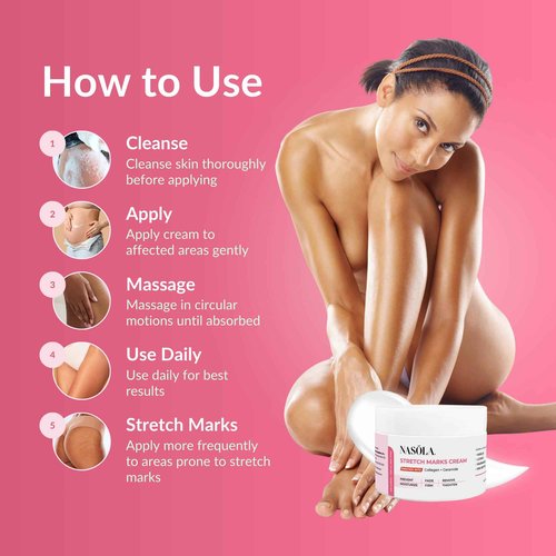 Nasola Stretch Mark Cream for Pregnancy, Eliminate and Prevent Deep Stretch Marks, Moisturizer Belly Cream for Pregnancy and Scars Removal With Enriched Collagen and Ceramide, 4.23 Oz