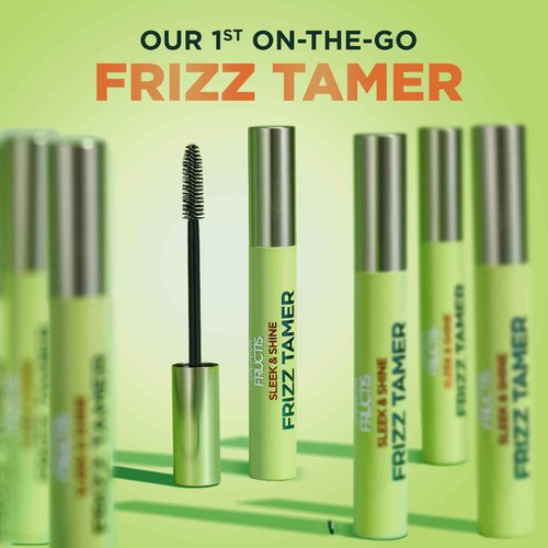 Garnier Fructis Sleek & Shine Shampoo (22 Fl Oz), Conditioner (21 Fl Oz) + Frizz Tamer (0.28 Fl Oz) Set for Frizzy, Dry Hair, Plant Keratin (3 Items), 1 Kit (Packaging May Vary)