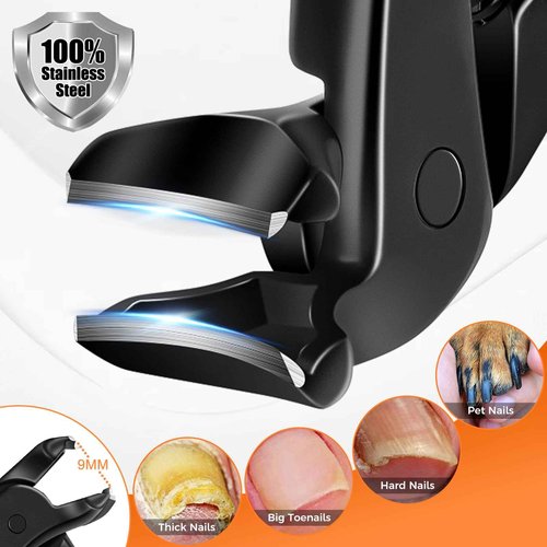 Toenail Clippers for Seniors Thick Toenails, Long Handled Angled Head Toe Nail Clippers for Thick Toenails with Wide Jaw Opening, Slanted Curved Blade Ingrown Toenail Clippers