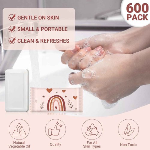 Kacctyen 200 Pcs 0.35 oz Mini Hotel Soap Bars Bulk Individually Wrapped Rainbow Hand Soap Bars Travel Size Toiletries for Hospitality Guest Holiday Rentals