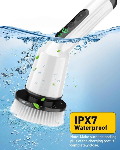 Electric Spin Scrubber for Cleaning Bathroom, Shower Scrubber Cordless Cleaning Brush with IPX7 Waterproof & 2 Speed,Cleaning Brush Cleaning Supplies for Shower Tub Kitchen Tile Toilet Silver