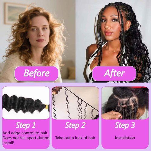 Human Braiding Hair for Boho Braids 110g 18 Inch Deep Water Wave Curly Bulk 100% Human Hair Curly Deep Wave Bundles for Braiding Knotless, Wet and Wavy Crochet Hair Extensions Bohemian Micro Braiding