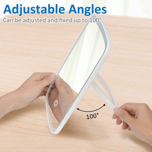 ViKert Lighted Makeup Mirror with Lights, Portable USB Rechargeable Make up Mirror, Cosmetic Mirror with Touch Screen and Brightness Adjustable
