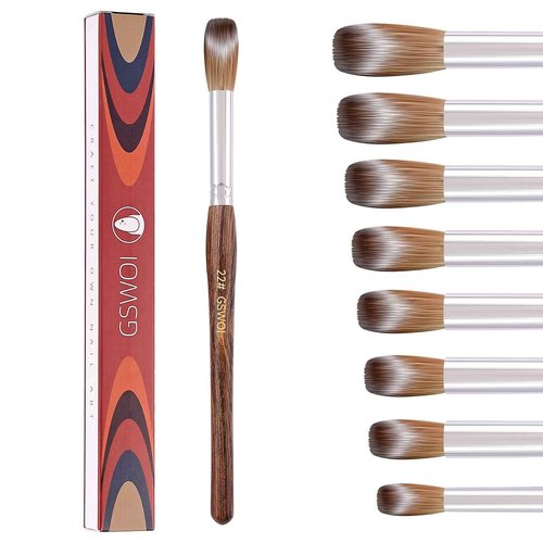GSWOI 100% Kolinsky Acrylic Brush Size 22 - Wood Handle for Nail Application, Extension - Professional Manicure Salon and DIY at Home Tool (#22)