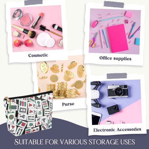 Vincreem Mahj Tile Lover Gift Mahj Tiles Coin Bag with Keychain Set PU Leather Coin Purse Gift for Lover Women Mom Grandma Birthday Travel(Latest Style)
