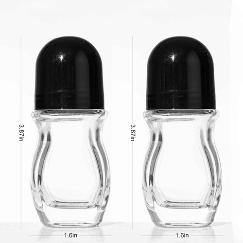 Cchenxxi 2 Pcs 30ml Glass Roll On Bottles - Empty Refillable Rollerball Containers for DIY Deodorant, Essential Oils, Perfume & Skincare Making (2pcs Oval)