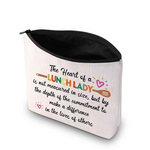 PXTIDY Lunch Lady Appreciation Gift Makeup Bag The Heart of a Lunch Lady is Not Measured in Size Thank You Gift for Cooker Cafeteria Worker