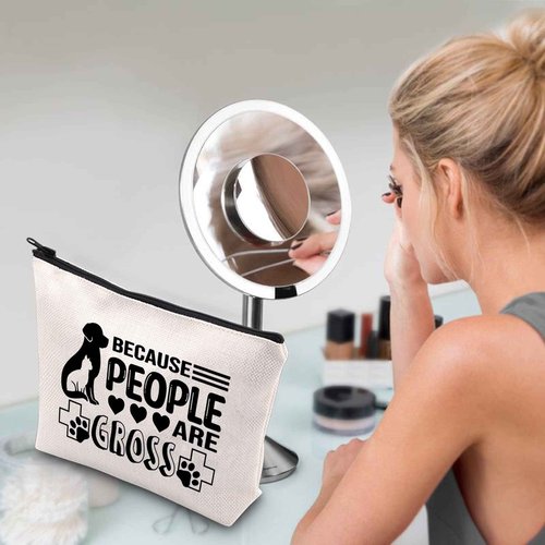 WCGXKO Veterinarian Gift Because People Are Gross Animal Lover Zipper Pouch Makeup Bag for Vet Tech (People Are Gross)