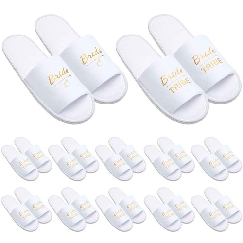 Ramede Set of 12 Bridesmaid Slippers Disposable Wedding Bride Slippers Bulk Bridesmaid Gifts for Wedding Day Bridal Party Women Bachelorette Party Favor(1 Size)