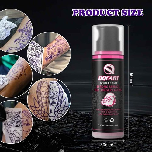Tattoo Transfer Gel, Strong Stencil Primer for Long Lasting Results, 250ml/8.4oz, Professional Body Art Template Pattern Application