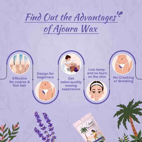 Ajoura Hard Wax Beads 2-Pack:Cream & Lavender Wax for Coarse Hair Removal -1lb each