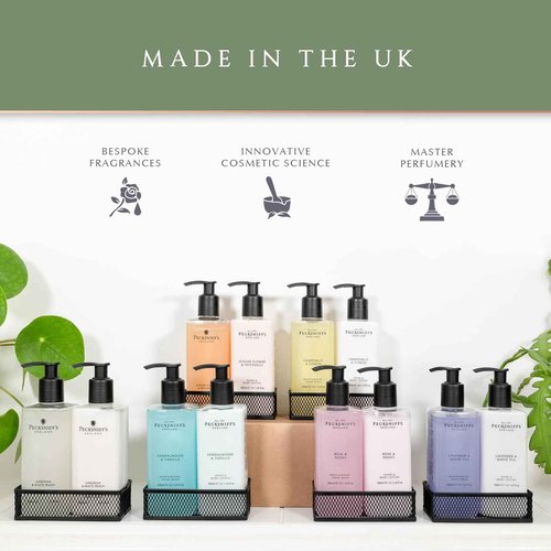 Hand Wash & Body Lotion Caddy Set (Grapefruit & Citron) - 10.1 Fl Oz Each - Gentle Cleanser for Sensitive Skin - Moisturizing & Hydrating Hand Cream - All Natural Cruelty Free Body Wash - Pecksniff’s