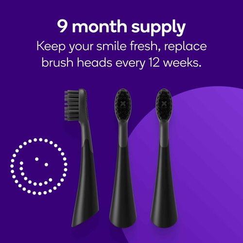 BURST Replacement Heads for Curve Sonic Electric Toothbrush (3 Pack/Black)