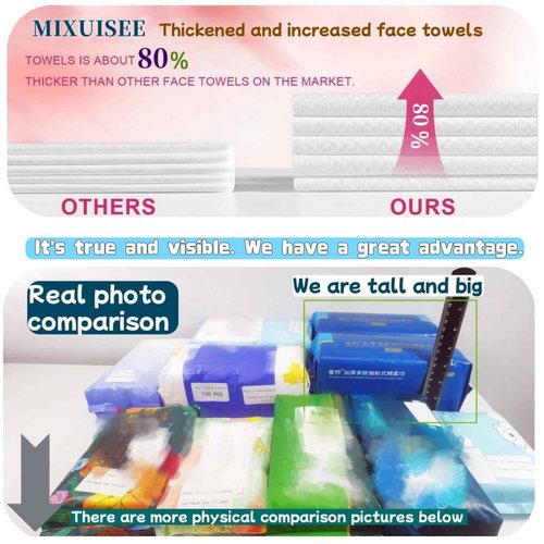 Disposable face towel. MIXUISEE thick and soft face towels. 100% cotton face cloths.facial towels 130% thickness.Remove makeup and cleansing.Suitable for sensitive skin.(300 pieces)