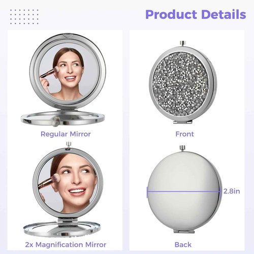 Varku 8PCS Magnifying Compact Mirrors, Pocket Travel Mirror with Magnification for Purse, Bridesmaid Mirrors Wedding Cosmetic Mirror, Mini Folding Mirror Handheld Makeup Mirror