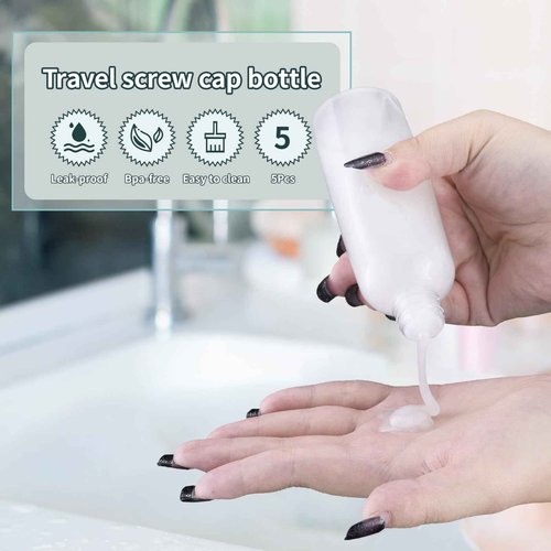 Tekson Plastic Travel Bottles 3.4 oz, Travel Size Containers for Shampoo, Empty Mouthwash Bottles with Silvery Screw Cap (100ml, Clear)