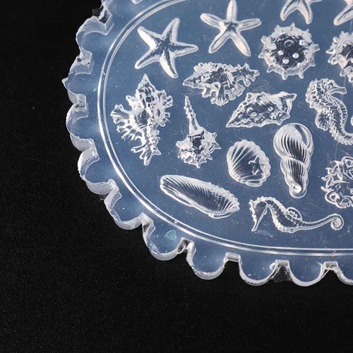 3D Nail Art Molds Mini Size Silicone Mold Ocean Themed Sea Shell Starfish Conch Turtle Seahorse Carving Template Resin Mould for Jewelry Making Embossed Stencils