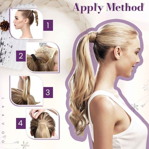 LaaVoo Ponytail Extension Human Hair Brown Ponytail Extensions for Women Darkest Brown Ponytail Hair Extension Real Human Hair Short Straight 12 Inch 70g