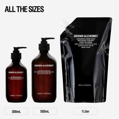 Grown Alchemist Invigorate Hand Wash – Liquid Hand Soap with Aloe, Sweet Orange, Cedarwood & Sage – Gentle, Moisturizing Kitchen & Bathroom Soap, Natural Plant Based Gel Cleanser, 500mL