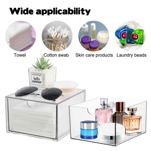 Disposable Face Towel Holder, Plastic Face Towels Storage Box with Drawer, Stackable Organizer for Clean Skin Club Face XL Towels, Towel Containers, Skincare Oragnizer for Vanity Bathroom Organization