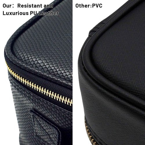 PRALENA Portable Travel Cosmetic Bag with LED, 3-color Adjustable Cosmetic Organizer, Women's Cosmetic Case, Mirror Makeup Bag Case Rechargeable (Black)
