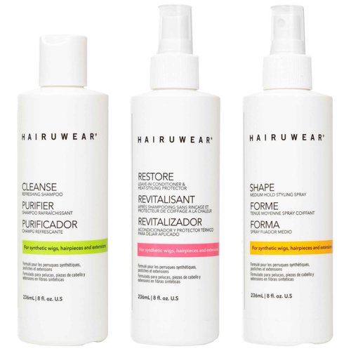 Shampoo & Conditioner Set with Hair Spray - Wig Care for Synthetic Wigs, Hairpieces & Extensions, Full Size (8 Fl Oz Each)