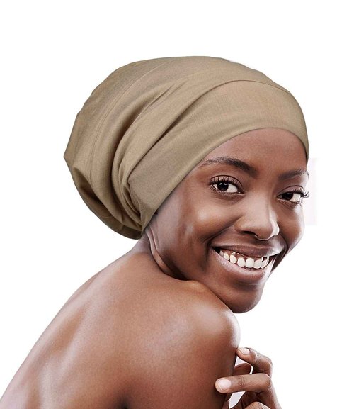 Comfortable Satin Lined Sleep Cap Smooth Fabric Hats for Curly Hair Tiger Stripe Light Brown