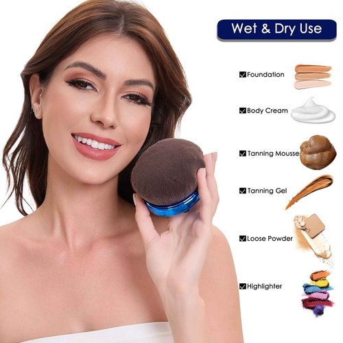 Super Large Body Makeup Brush For Self Tanner, Leg Makeup, Bronzer Blend,112mm Oval-Headed Body Kabuki Brush With Ergonomic Grip Provides More Even Application, Face& Back Makeup Brush, Wet&Dry Use