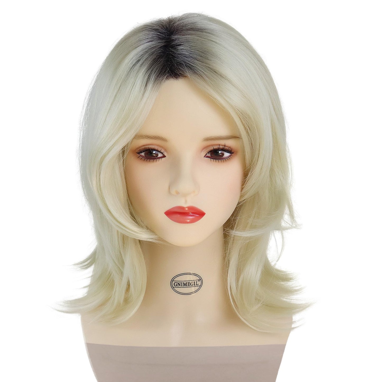 GNIMEGIL Ombre Blonde Costume Wig 20 Inch Heat Resistant Synthetic Hair for Halloween Anime Cosplay Fits for Bride of Chucky Wigs for Dolls Blond Wig with High Temperature Fiber