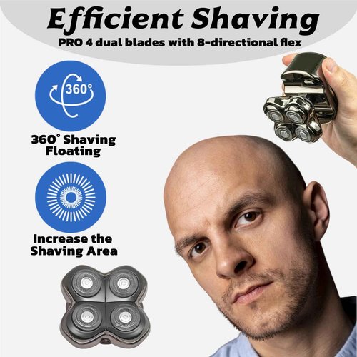 PRO 4 Head Replacement Blade Compatible with Pitbull Shaver Replacement Blade,Rotary 4 Blades Compatible with Skull Pitbull Gold/Silver/Platinum PRO,Blades Fit for Butterfly Kiss Head Shavers,2Pack.